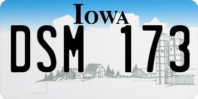 IA license plate DSM173