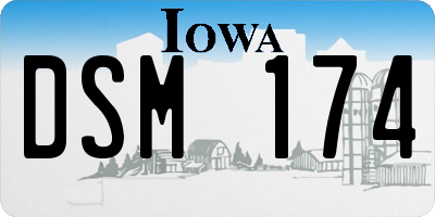 IA license plate DSM174