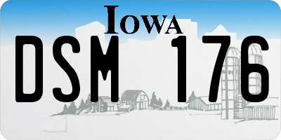 IA license plate DSM176