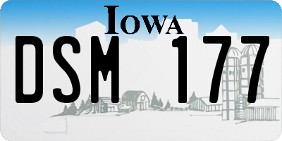 IA license plate DSM177