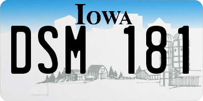 IA license plate DSM181