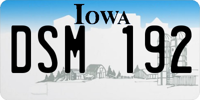 IA license plate DSM192