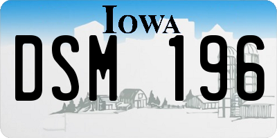 IA license plate DSM196