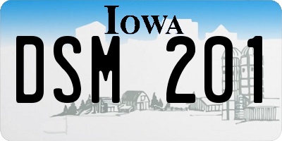 IA license plate DSM201