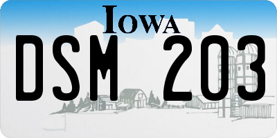 IA license plate DSM203