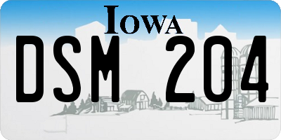 IA license plate DSM204