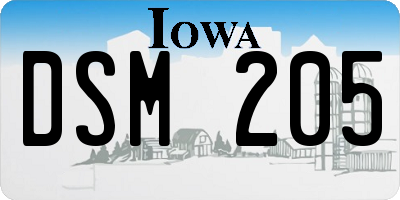 IA license plate DSM205