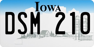 IA license plate DSM210