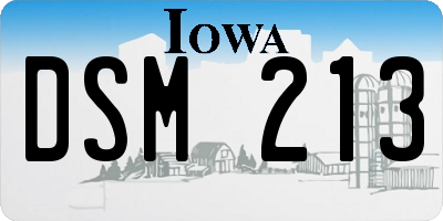 IA license plate DSM213