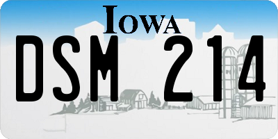 IA license plate DSM214