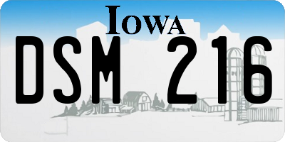 IA license plate DSM216
