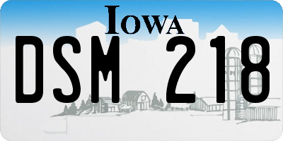 IA license plate DSM218