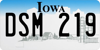 IA license plate DSM219