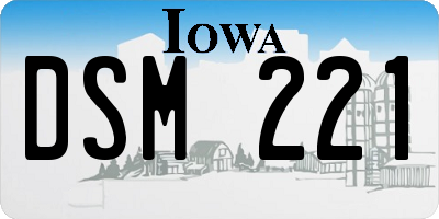 IA license plate DSM221