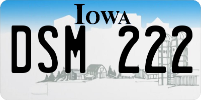IA license plate DSM222