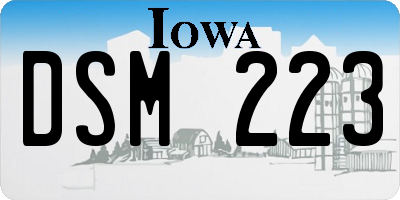 IA license plate DSM223