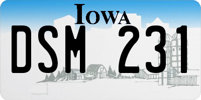 IA license plate DSM231