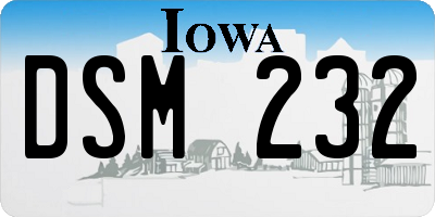 IA license plate DSM232