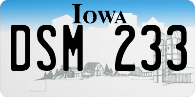IA license plate DSM233