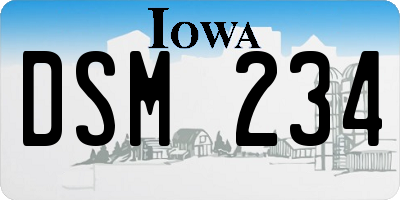 IA license plate DSM234