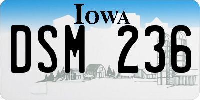 IA license plate DSM236