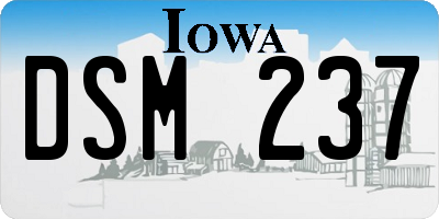 IA license plate DSM237