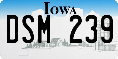 IA license plate DSM239