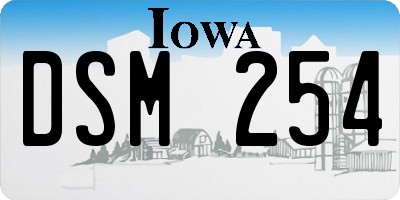 IA license plate DSM254