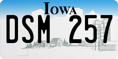 IA license plate DSM257