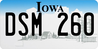 IA license plate DSM260