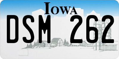 IA license plate DSM262