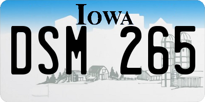 IA license plate DSM265