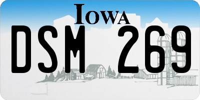 IA license plate DSM269