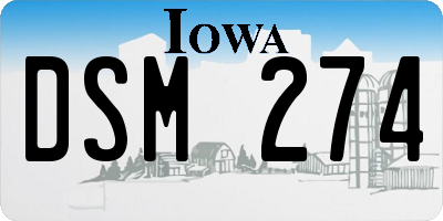 IA license plate DSM274
