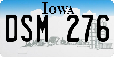 IA license plate DSM276