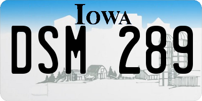 IA license plate DSM289
