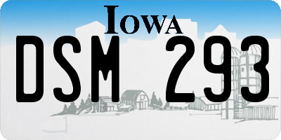 IA license plate DSM293