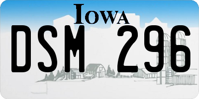IA license plate DSM296