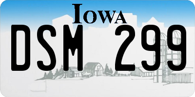 IA license plate DSM299
