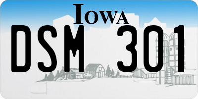 IA license plate DSM301