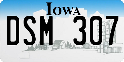 IA license plate DSM307