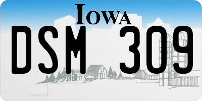 IA license plate DSM309