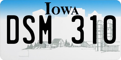 IA license plate DSM310