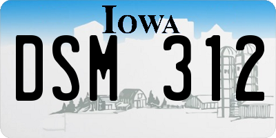 IA license plate DSM312