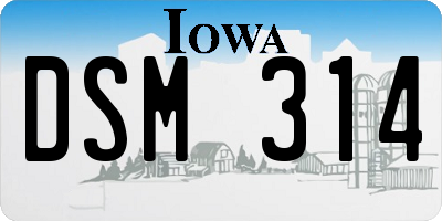 IA license plate DSM314
