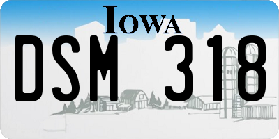 IA license plate DSM318