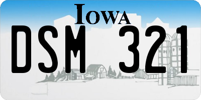 IA license plate DSM321