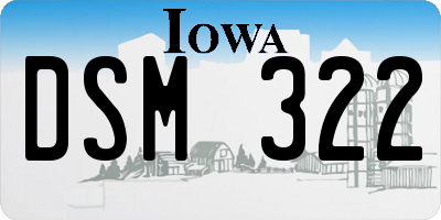 IA license plate DSM322