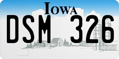 IA license plate DSM326