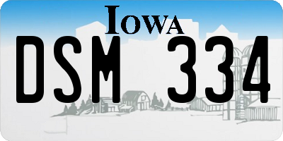 IA license plate DSM334